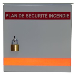 Boìte pour plan d'urgence 13 3/8 po L X 13 3/8 po H X 4 1/4 po P. Boîtier en acier sécuritaire et résistant aux intempéries. 