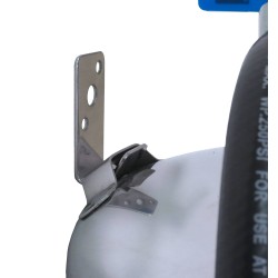 Wall hanger brackets for 20 lb dry chemical, and 2.5 gal water portable fire extinguishers