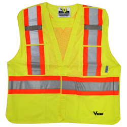 Veste de circulation jaune fluo, 4 grandeurs, conforme CSA Z96-15 classe 2 niveau 2, 4 poches.