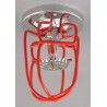 Economical sprinkler guard, made of metal with red enamel coating.