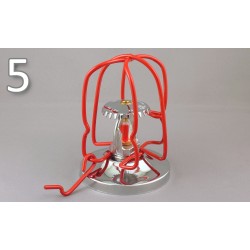 Economical sprinkler guard, made of metal with red enamel coating.