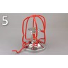 Economical sprinkler guard, made of metal with red enamel coating.