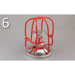 Economical sprinkler guard, made of metal with red enamel coating.