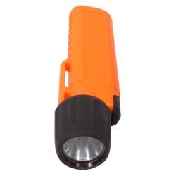 UK4AA-AS2 certified anti-explosion front switch flashlight with xenon bulb. Orange casing.