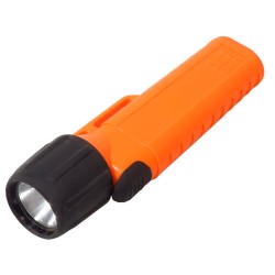 UK4AA-AS2 certified anti-explosion front switch flashlight with xenon bulb. Orange casing.