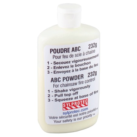 Bottle of ABC-type powder for small fires, pocket sized. Ideal for forest workers.