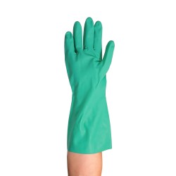 Nitrile unsupported textured & flock-lined safety glove for chemical protection. 13 in long and 11 mils thick.
