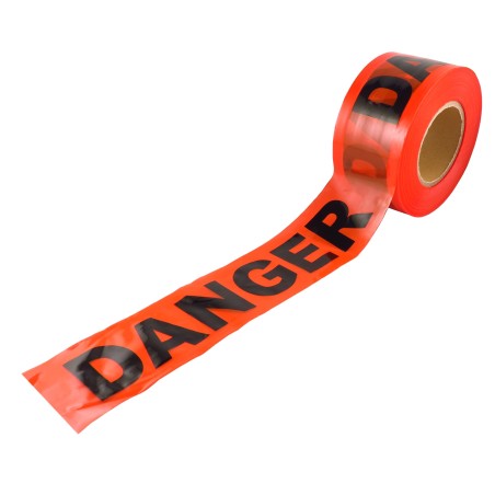 Red barricade tape, DANGER, 3 in X 1000 ft.