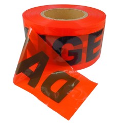 Red barricade tape, DANGER, 3 in X 1000 ft.