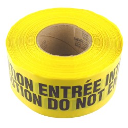 Bilingual yellow barricade tape, CAUTION DO NOT ENTER, 3 po X 1000 ft.