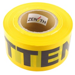 Yellow barricade tape, ATTENTION, 3 in X 1000 ft.