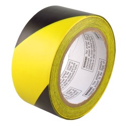 Ruban d'avertissement autocollant rayé noir et jaune, 2 po X 48 pi, (50 mm X 16 m).