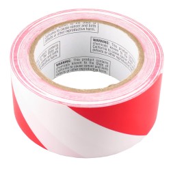 Ruban d'avertissement autocollant rayé rouge et blanc 2 po X 48 pi, (50 mm X 16 m). 