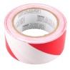 Striped warning adhesive tape, red and white 2 in X 48 ft (50 mm X 16 m). 