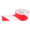 Striped warning adhesive tape, red and white 2 in X 48 ft (50 mm X 16 m). 
