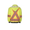 High-visibility 6-in-1 winter coat, fluorescent yellow with retroreflective stripes, CSA Z96-15 Class 2 Level 2.