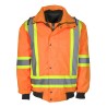 Manteau d’hiver haute visibilité 6-en-1 orange fluorescent à bandes rétroréfléchissantes, CSA Z96-15 classe 2 niveau 2.