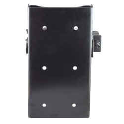 Box-type vehicle bracket for 20 lb portable fire extinguishers with 6 ¼ to 6 ¾ inches in diameter