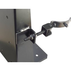 Box-type vehicle bracket for 20 lb portable fire extinguishers with 6 ¼ to 6 ¾ inches in diameter
