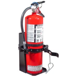 Box-type vehicle bracket for 20 lb portable fire extinguishers with 6 ¾ to 7 ¼ inches in diameter