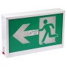 Green Running Man LED emergency exit sign, steel casing, with back-up battery