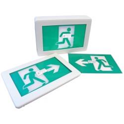 Green Running Man LED emergency exit sign, thermoplastic casing, with back-up battery
