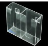 Clear acrylic glove box holder with 2 vertical bins, for wall mounting or table mounting.