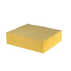 Tampons pour déversement de produits chimiques corrosifs ou dangereux, 15 po X 18 po, 100 tampons/paquet.