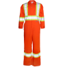 Orange coveralls with reflective band