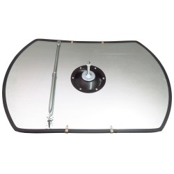 Acrylic rectangular convex mirror with adjustable arm, 160-degree field of view.