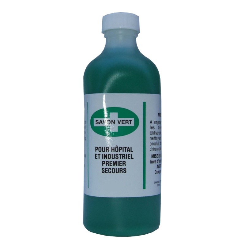 Green liquid disinfectant soap, 500 ml.