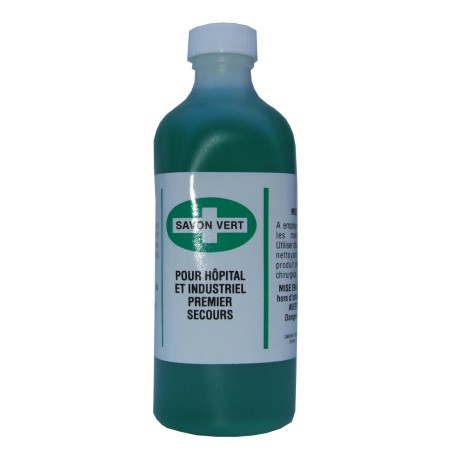 Savon liquide vert désinfectant, 500 ml.