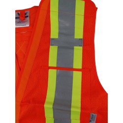 High-visibility orange safety vest, 4 sizes, CSA Z96-15 class 2 level 2, 4 pockets.