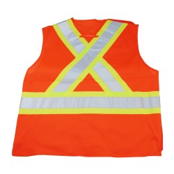 Veste de circulation orange fluo, 4 grandeurs, conforme CSA Z96-15 classe 2 niveau 2, 4 poches.