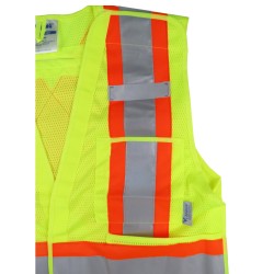 Veste de circulation jaune fluo, 4 grandeurs, conforme CSA Z96-15 classe 2 niveau 2, 4 poches.