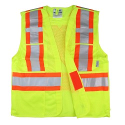 High-visibility yellow safety vest, 4 sizes, CSA Z96-15 class 2 level 2, 4 pockets.