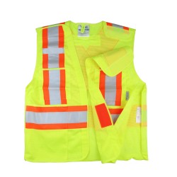High-visibility yellow safety vest, 4 sizes, CSA Z96-15 class 2 level 2, 4 pockets.