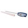 Stainless steel digital stem thermometer with LCD display, temperature range -40°C to 250°C (-40°F to 482°F).