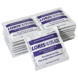 Benzalkonium chloride antiseptic pads, 100/box.