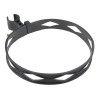 Heavy-duty black plastic extinguisher strap with hose clip, for 20 lbs carbon dioxide (CO2) fire extinguishers.