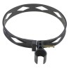 Heavy-duty black plastic extinguisher strap with hose clip, for 20 lbs carbon dioxide (CO2) fire extinguishers.