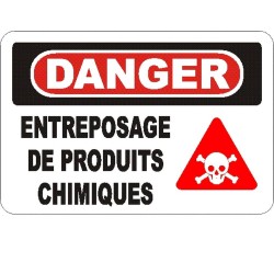 French OSHA “Danger Chemical Storage Area” sign in various sizes, materials, languages & optional features