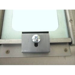 Kit of 8 glass clips for clear acrylic panels of fire extinguisher cabinets and fire hose cabinets.