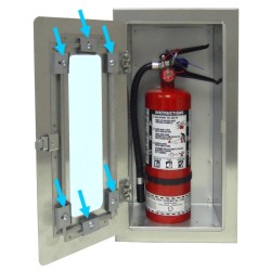 Ensemble de 8 attaches pour les panneaux en acrylique des cabinets encastrés pour extincteurs ou boyaux d'incendie.