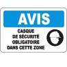 Affiche OSHA «Avis Casque de sécurité obligatoire dans cette zone» en français: langues, options, formats & matériaux variés