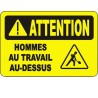 Affiche OSHA «Attention Hommes au travail au-dessus» en français: langues, options, formats & matériaux variés