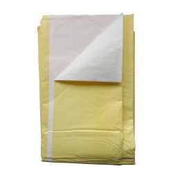 Multipurpose emergency blanket made of tissue and poly, packaged individually. 56" x 88.5" (142 cm x 225 cm).