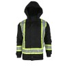 Low-visibility 7-in-1 winter coat, black with retroreflective stripes, CSA Z96-15 Class 1 Level 2.