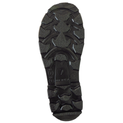 Bottes imperméables faites de PVC noir, la  tige (hauteur) de la botte est de 16 po (41 cm).