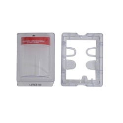 Stopper II® clear polycarbonate cover without horn, but with French labelling for surface mounted manual pull stations